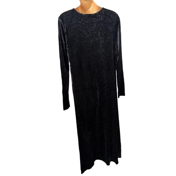 EILEEN FISHER Black Velvet Long Sleeve Maxi Dress Size Small Holiday - Picture 5 of 14